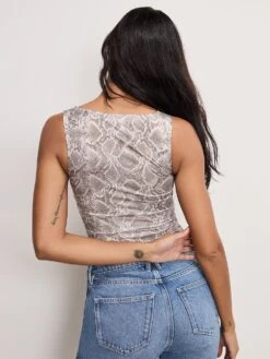 GOOD AMERICAN Slinky Jersey Ruched Tank Top -Sexy Underwear Shop 11268879A401 OM B