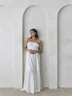 Shirred Strapless Dress