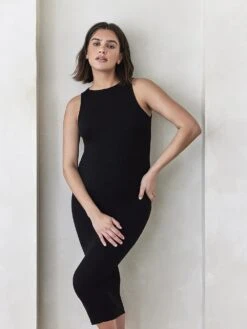 Soft Rib Boat Neck Midi Dress 7 Soft Rib Boat Neck Midi Dress -Sexy Underwear Shop 1127055454A2 OF F