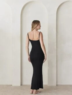 Soft Rib Straight Neck Maxi Dress -Sexy Underwear Shop 1127056154A2 OM B