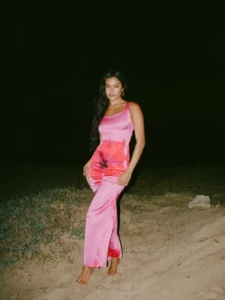 GOOD AMERICAN Satin Lace-Up Maxi Dress -Sexy Underwear Shop 11270984A502 OF DET