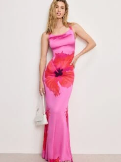 GOOD AMERICAN Satin Lace-Up Maxi Dress