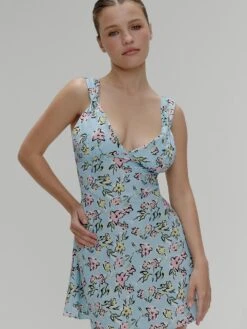 Frankies Bikinis Emilia Satin Floral Mini Dress