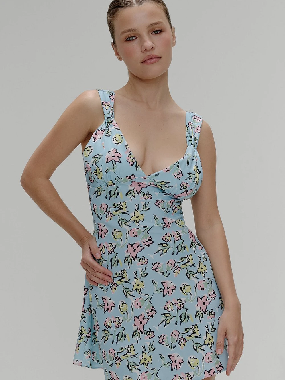 Frankies Bikinis Emilia Satin Floral Mini Dress 3 Frankies Bikinis Emilia Satin Floral Mini Dress